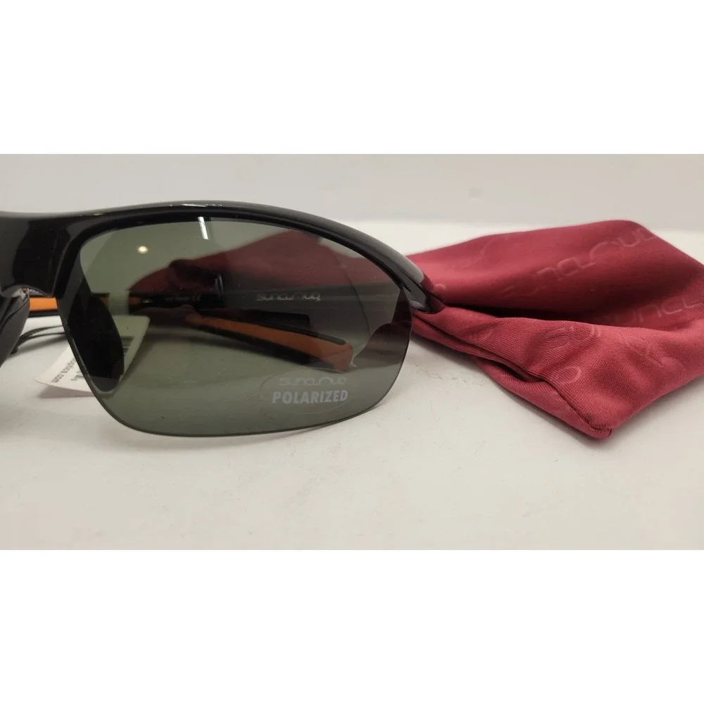 Suncloud Zephyr Polarized Sunglasses Black Orange Wrap Sport Fishing Golf NWat